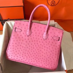 Hermes Pink Birkin 30cm Ostrich Handmade Bag TDBS26292