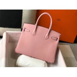 Hermes Pink Clemence Birkin 30cm Bag GHW TDBS26293