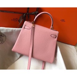 Hermes Pink Clemence Kelly 25cm GHW Bag TDBS27261