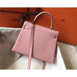 Hermes Pink Clemence Kelly 28cm Bag TDBS27262