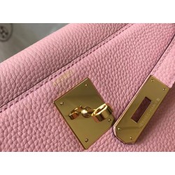 Hermes Pink Clemence Kelly 32cm Retourne Bag TDBS27263