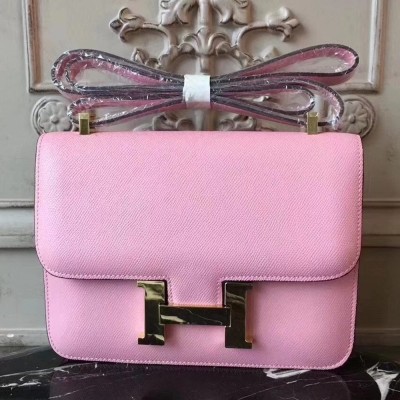 Hermes Pink Constance MM 24cm Epsom Leather Bag TDBS26565