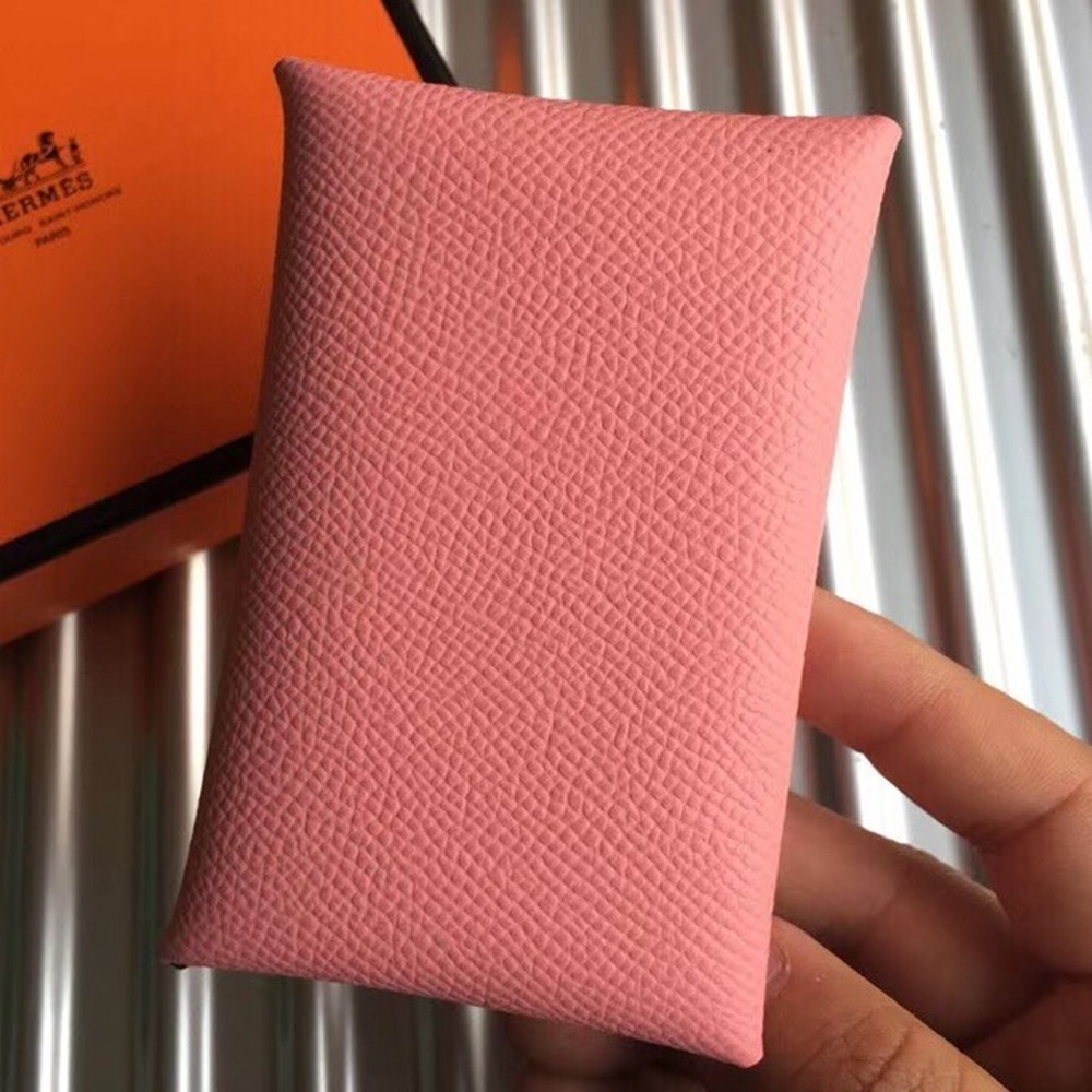 Hermes Pink Epsom Calvi Card Holder TDBS26394