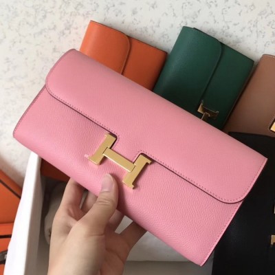 Hermes Pink Epsom Constance Long Wallet TDBS27793