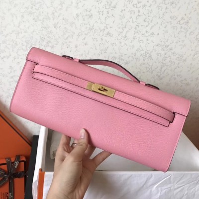 Hermes Pink Epsom Kelly Cut Handmade Bag TDBS27266