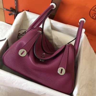 Hermes Purple Lindy 30cm Clemence Handmade Bag TDBS27456