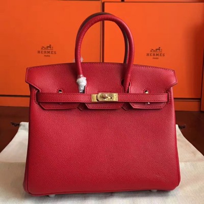 Hermes Red Birkin 25cm Epsom Handmade Bag TDBS26296