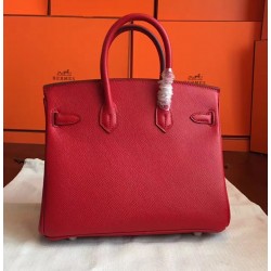 Hermes Red Birkin 25cm Epsom Handmade Bag TDBS26296