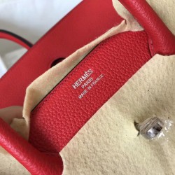 Hermes Red Birkin 30cm Clemence Handmade Bag TDBS26297