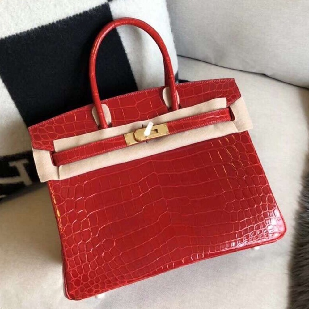 Hermes Red Birkin 30cm Crocodile Niloticus Shiny Bag TDBS26298