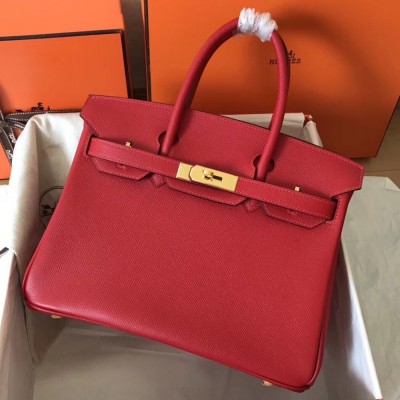 Hermes Red Birkin 30cm Epsom Handmade Bag TDBS26299