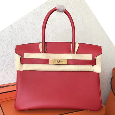 Hermes Red Birkin 30cm Swift Handmade Bag TDBS26301