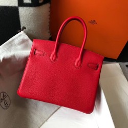 Hermes Red Clemence Birkin 30cm Bag TDBS26302