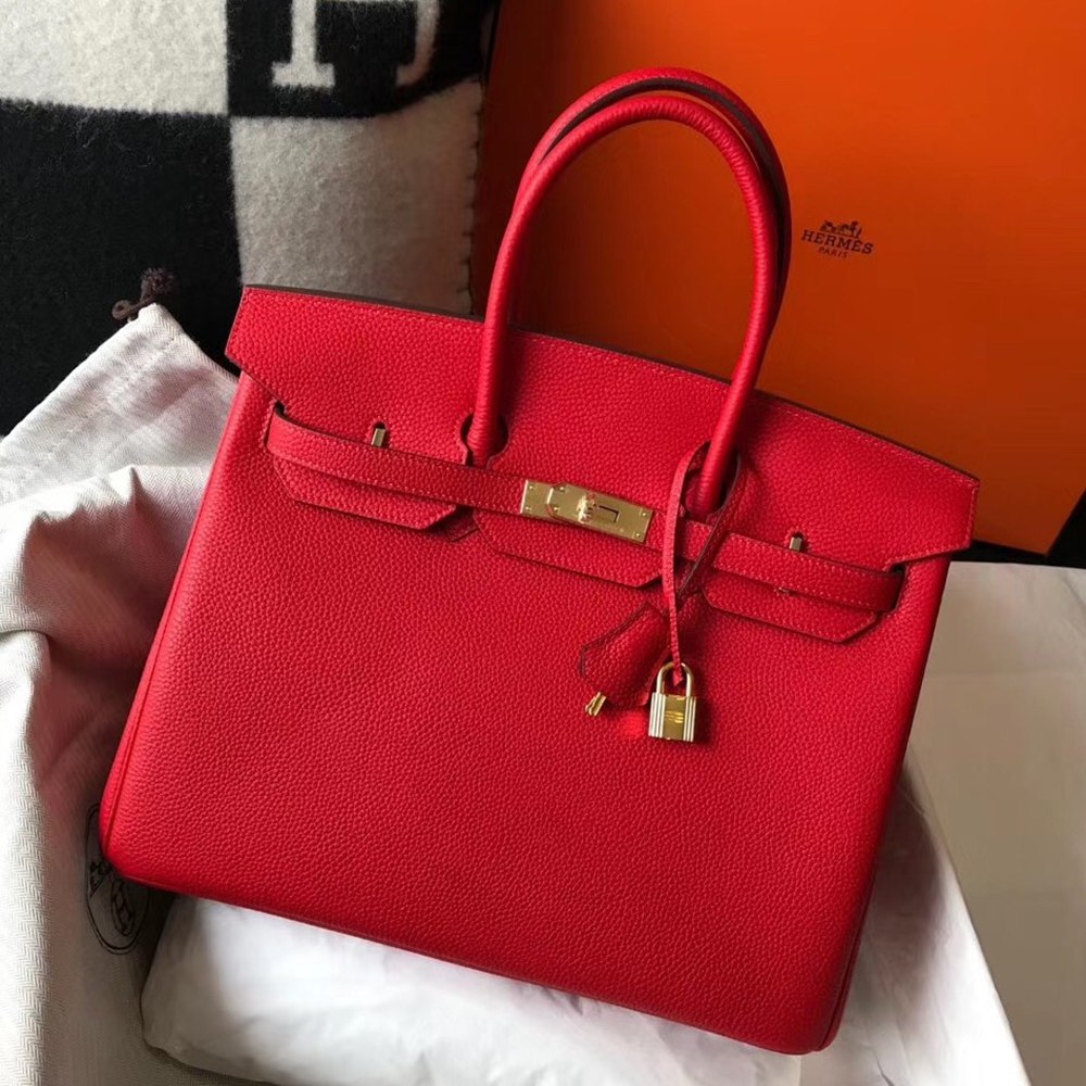 Hermes Red Clemence Birkin 35cm Bag TDBS26303