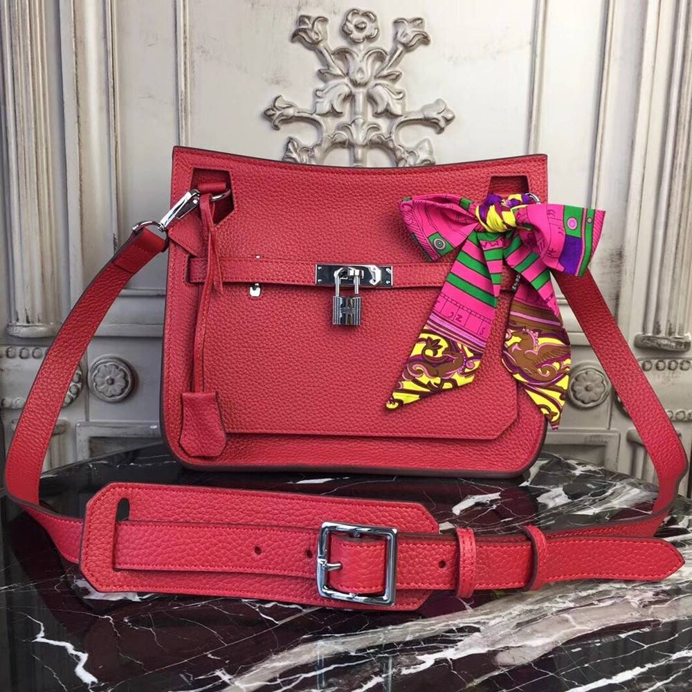 Hermes Red Clemence Jypsiere 28cm Bag TDBS26433