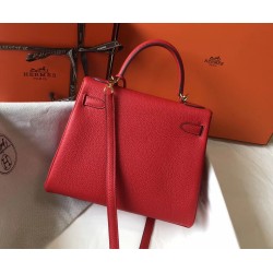 Hermes Red Clemence Kelly 28cm Bag TDBS27270