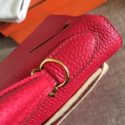 Hermes Red Clemence Kelly Retourne 32cm Handmade Bag TDBS27272