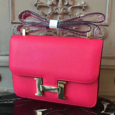 Hermes Red Constance MM 24cm Epsom Leather Bag TDBS26567