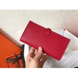 Hermes Red Epsom Bearn Gusset Wallet TDBS27795