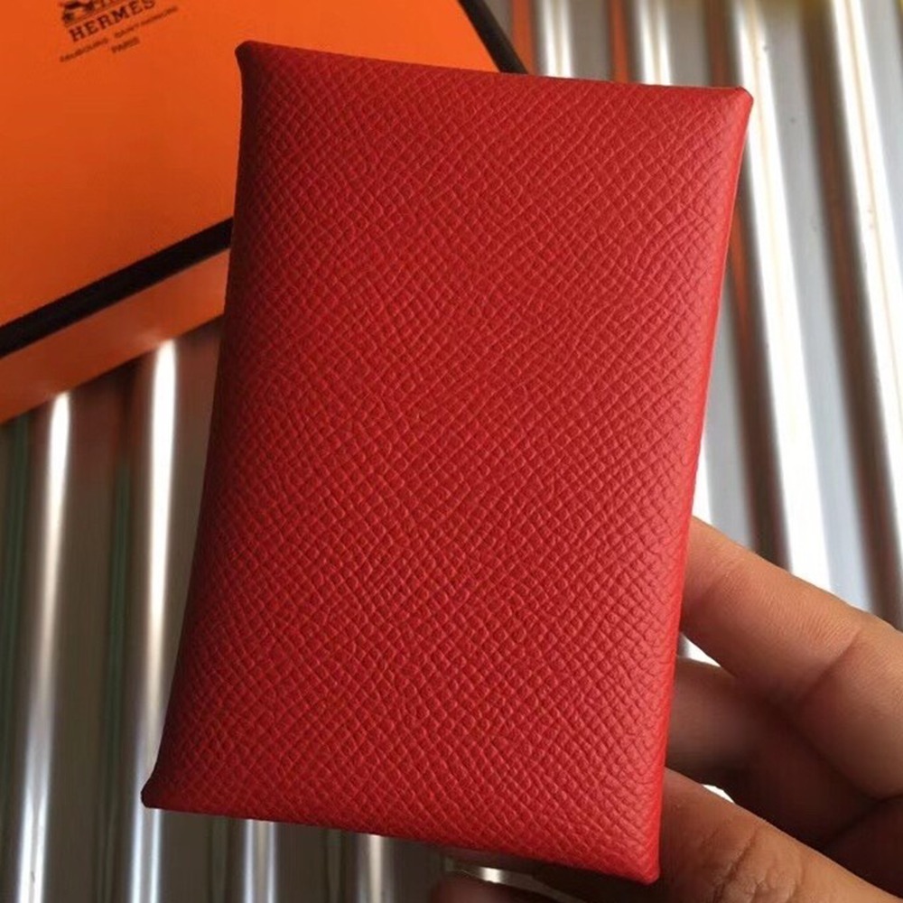 Hermes Red Epsom Calvi Card Holder TDBS26395