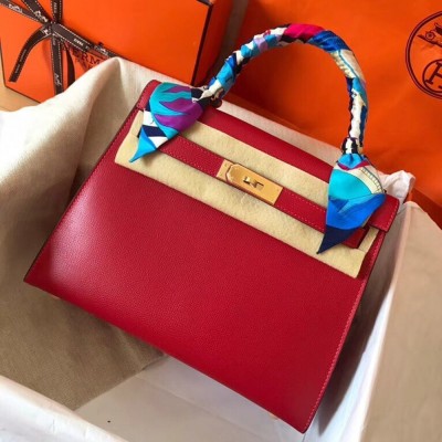 Hermes Red Epsom Kelly 28cm Handmade Bag TDBS27273