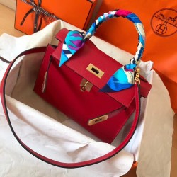 Hermes Red Epsom Kelly 28cm Handmade Bag TDBS27273