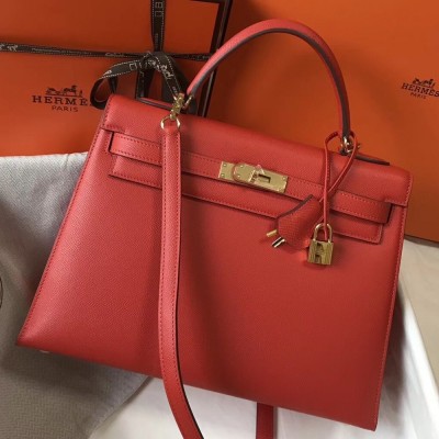 Hermes Red Epsom Kelly 32cm Sellier Bag TDBS27274