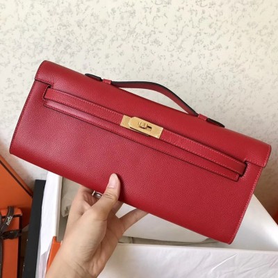 Hermes Red Epsom Kelly Cut Handmade Bag TDBS27275