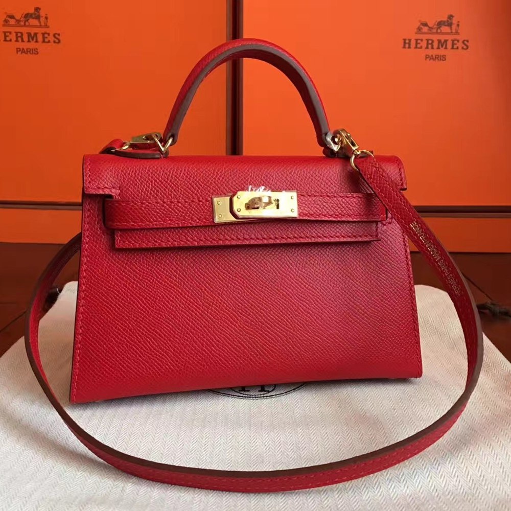 Hermes Red Epsom Kelly Mini II Handmade Bag TDBS27276