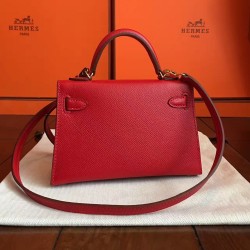 Hermes Red Epsom Kelly Mini II Handmade Bag TDBS27276