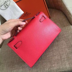 Hermes Red Kelly Pochette Epsom Handmade Bag TDBS27277