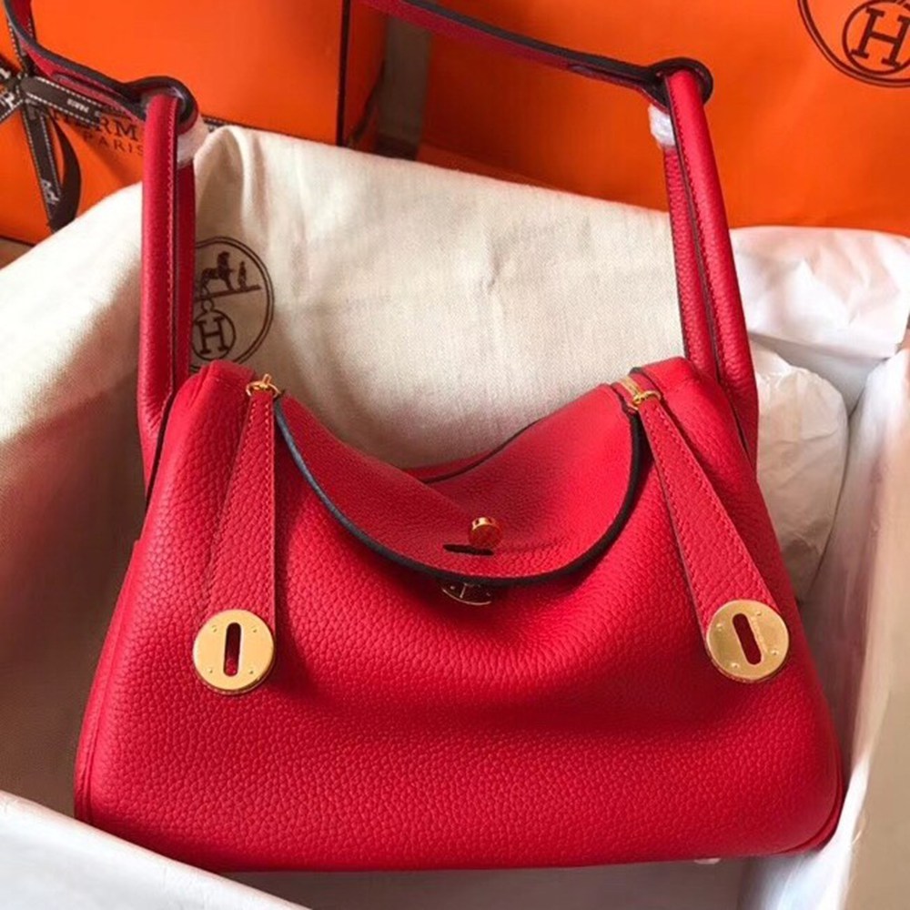 Hermes Red Lindy 26cm Clemence Handmade Bag TDBS27457