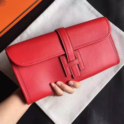 Hermes Red Swift Jige Elan 29 Clutch TDBS26620