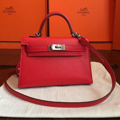 Hermes Red Swift Kelly Mini II Handmade Bag TDBS27283