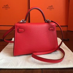 Hermes Red Swift Kelly Mini II Handmade Bag TDBS27283