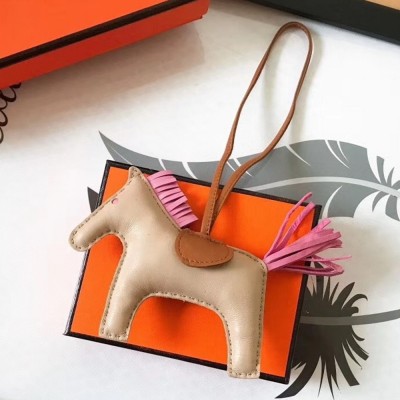 Hermes Rodeo Horse Bag Charm In Beige/Camarel/Pink Leather TDBS27585