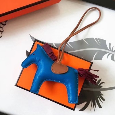 Hermes Rodeo Horse Bag Charm In Blue/Camarel/Ruby Leather TDBS27591