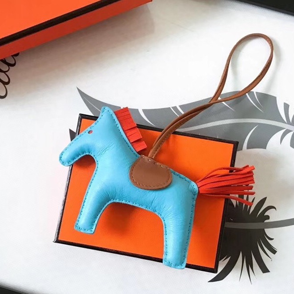 Hermes Rodeo Horse Bag Charm In Ciel/Camarel/Orange Leather TDBS27593