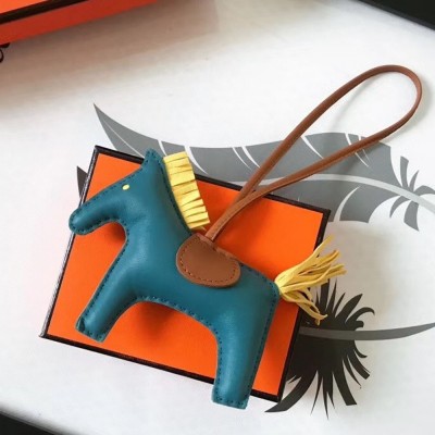 Hermes Rodeo Horse Bag Charm In Cyan/Camarel/Yellow Leather TDBS27594