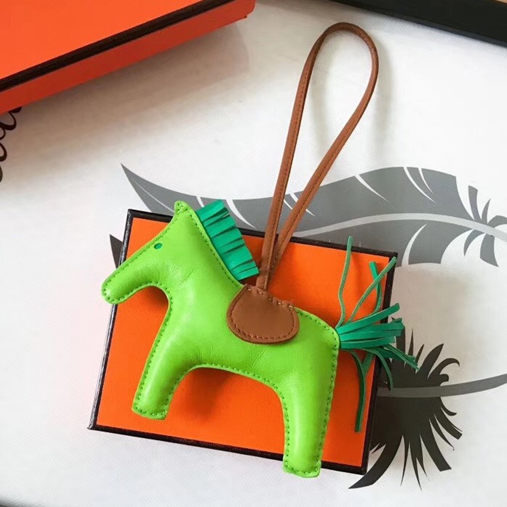 Hermes Rodeo Horse Bag Charm In Fruit Green/Camarel/Green Leather TDBS27595