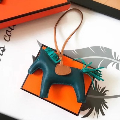 Hermes Rodeo Horse Bag Charm In Malachite/Camarel/Green Leather TDBS27597