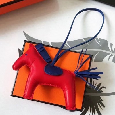 Hermes Rodeo Horse Bag Charm In Red/Blue Leather TDBS27604