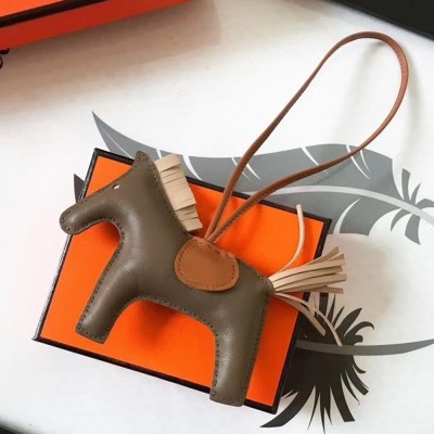 Hermes Rodeo Horse Bag Charm In Taupe/Camarel/Beige Leather TDBS27606