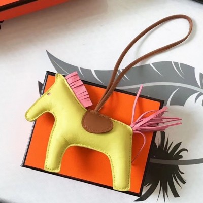 Hermes Rodeo Horse Bag Charm In Yellow/Camarel/Pink Leather TDBS27609