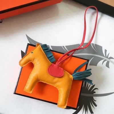 Hermes Rodeo Horse Bag Charm In Yellow/Piment/Green Leather TDBS27610