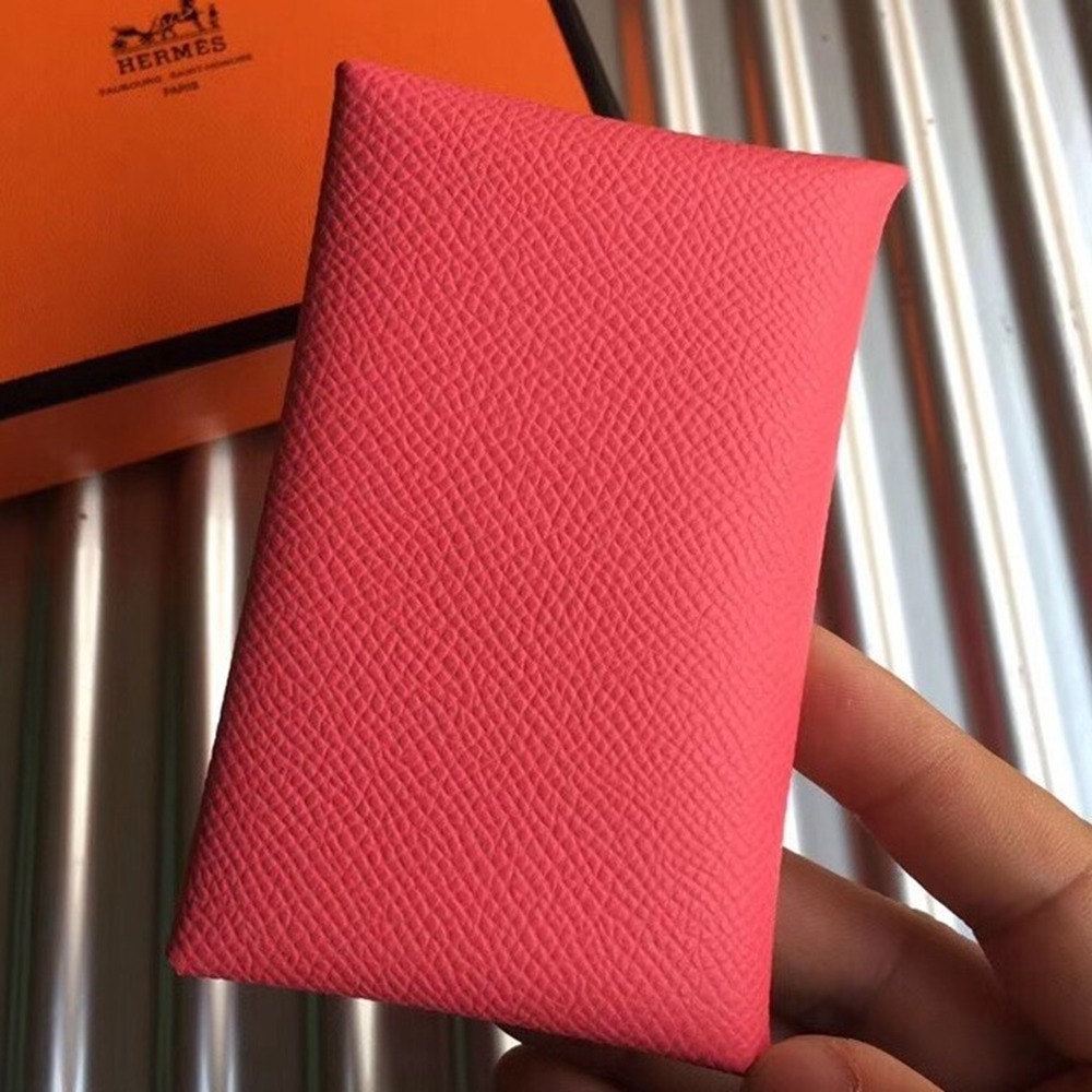 Hermes Rose Azalee Epsom Calvi Card Holder TDBS26396