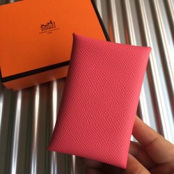 Hermes Rose Azalee Epsom Calvi Card Holder TDBS26396