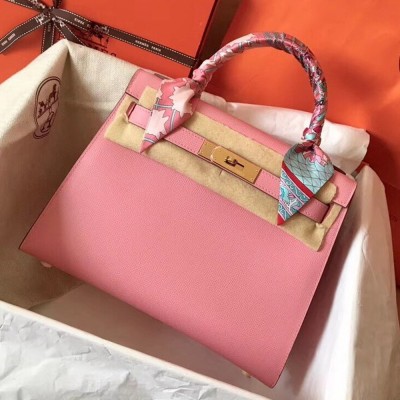 Hermes Rose Confetti Epsom Kelly 28cm Handmade Bag TDBS27284