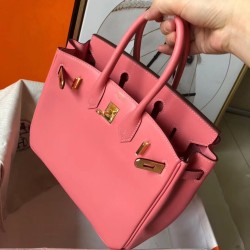 Hermes Rose Lipstick Birkin 25cm Swift Handmade Bag TDBS26306