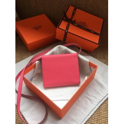 Hermes Rose Lipstick Clic 16 Wallet With Strap TDBS27664